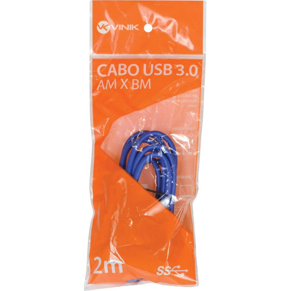 Cabo Usb Para Impressora 3.0 Usb A X Usb B 2m - U3ambm-2